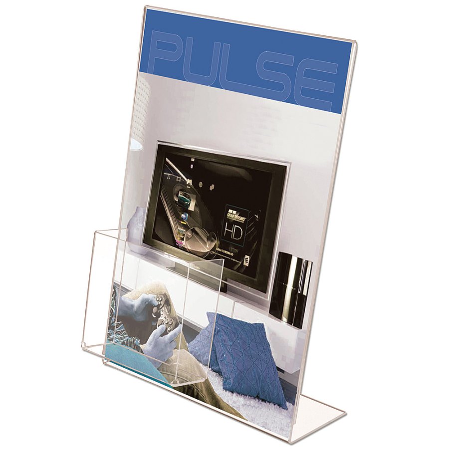 L - Men&uuml;kartenhalter A4 mit Visitenkartenhalter - vertikal