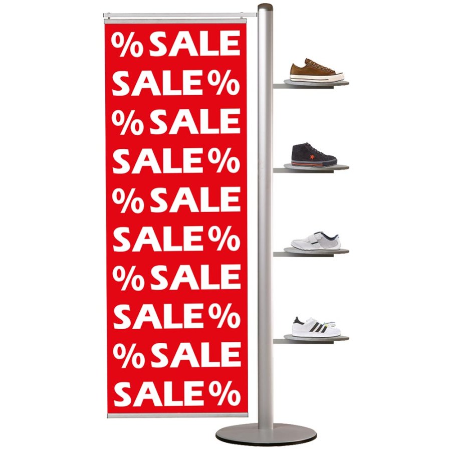 Multi Stand Prospekthalter 16 - Doppelseitig mit 2x50x70 Slide-in + 50cm Banner