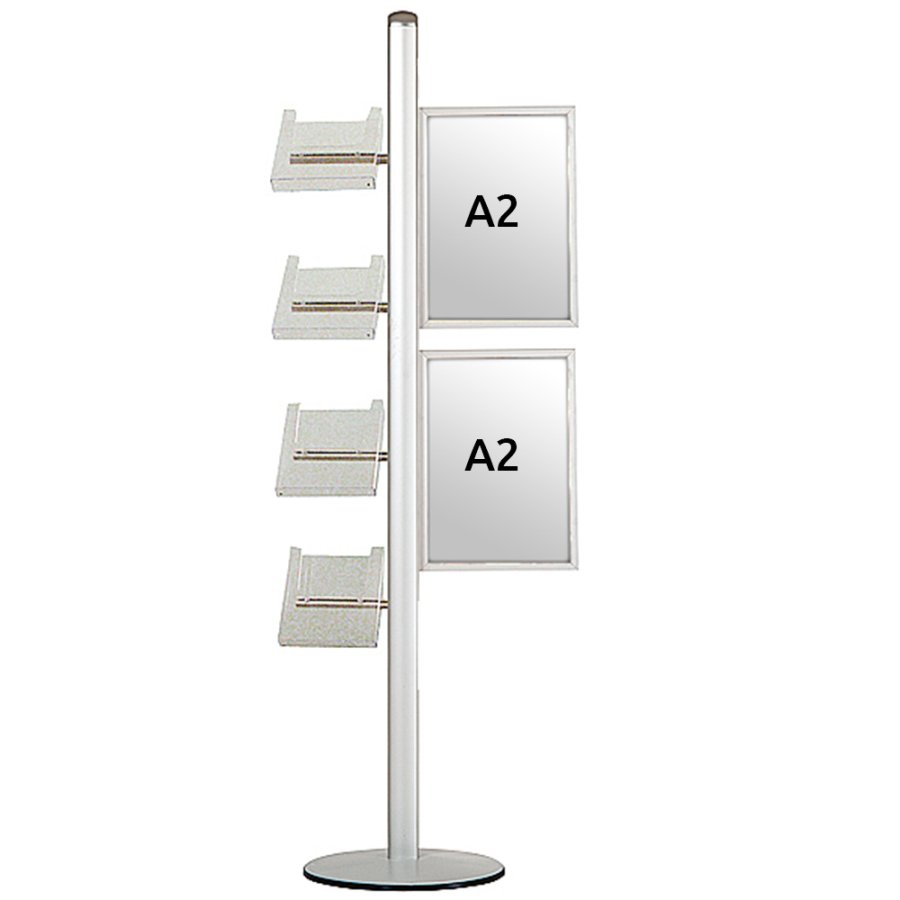 Infost&auml;nder, MultiStand, einseitig, 4 A4-Regale, 2 Slide-in Rahmen, A2 - 42 x 59,4 cm