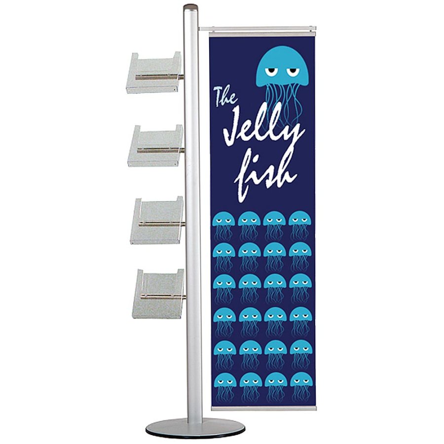 Bannerdisplay, MultiStand, einseitig, 4 A4-Regale, Banner, 40 cm
