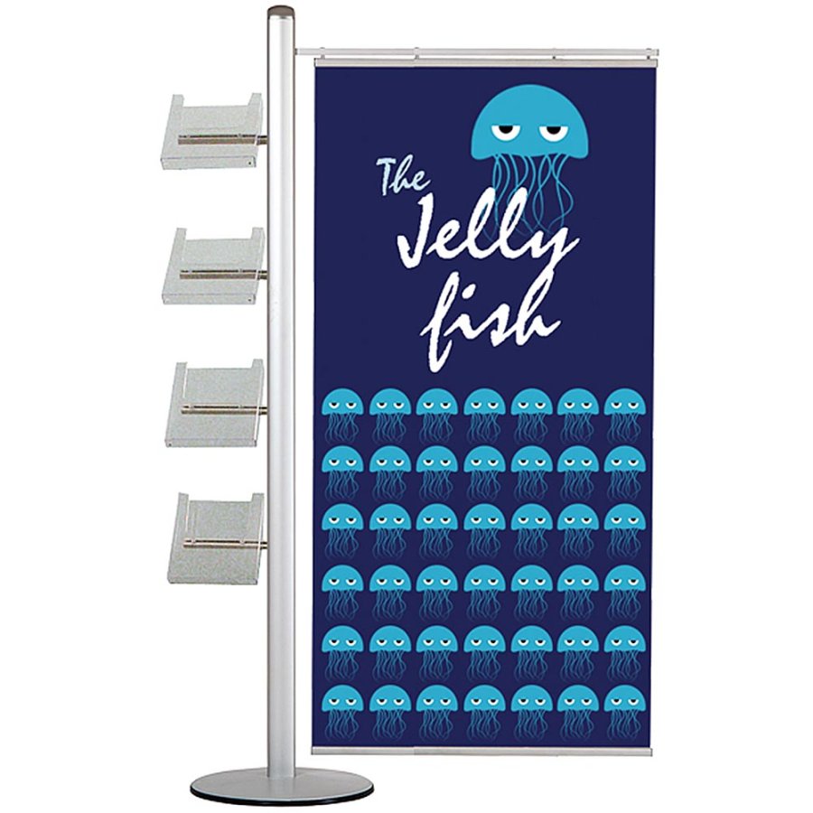 Multi Stand Prospekthalter 19 - einseitig, 1 St&uuml;ck 70 cm Banner + 4 x A4-Regale