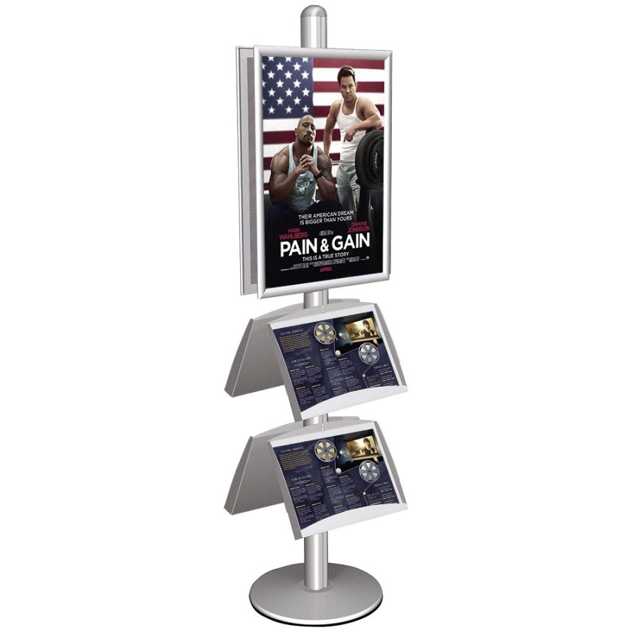 Infost&auml;nder, MultiStand, doppeltseitig, 4 Stahlregale, 2 Klapprahmen, B1 - 70 x 100 cm
