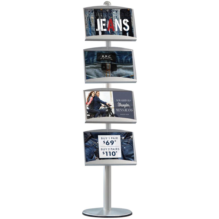 Multi Stand Infost&auml;nder einseitig - 4xA3 - 29,7x42 cm gro&szlig;e Stahlregale