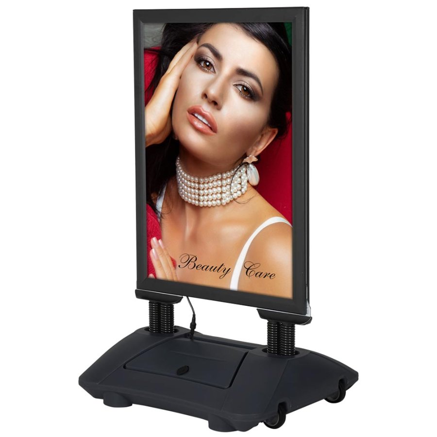 Wind-LED Pro Waterbase Kundenstopper, 44mm Rahmen, A1 - inkl. Batterie. Schwarz