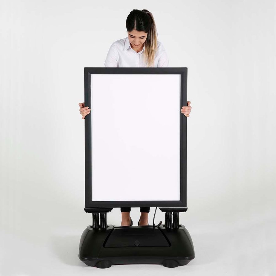 Wind-LED Pro Waterbase Kundenstopper, 44mm Rahmen, A1 - inkl. Batterie. Schwarz