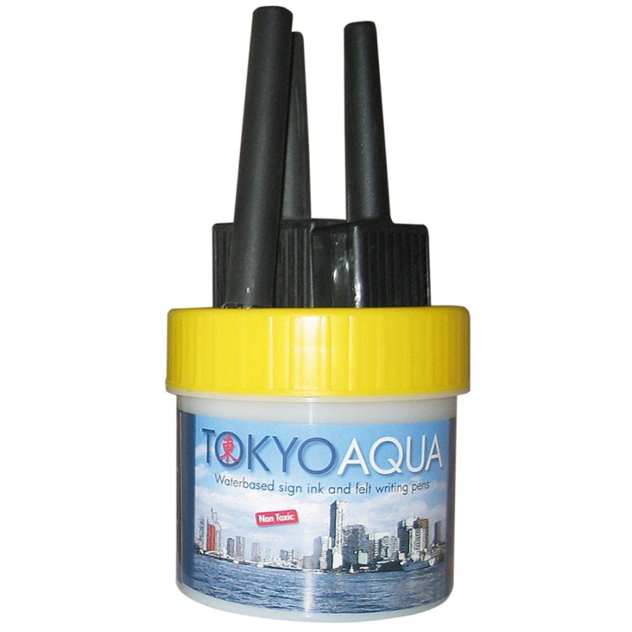 Tokyo Aqua - 4 Filzpinsel ohne Tinte - Gelb