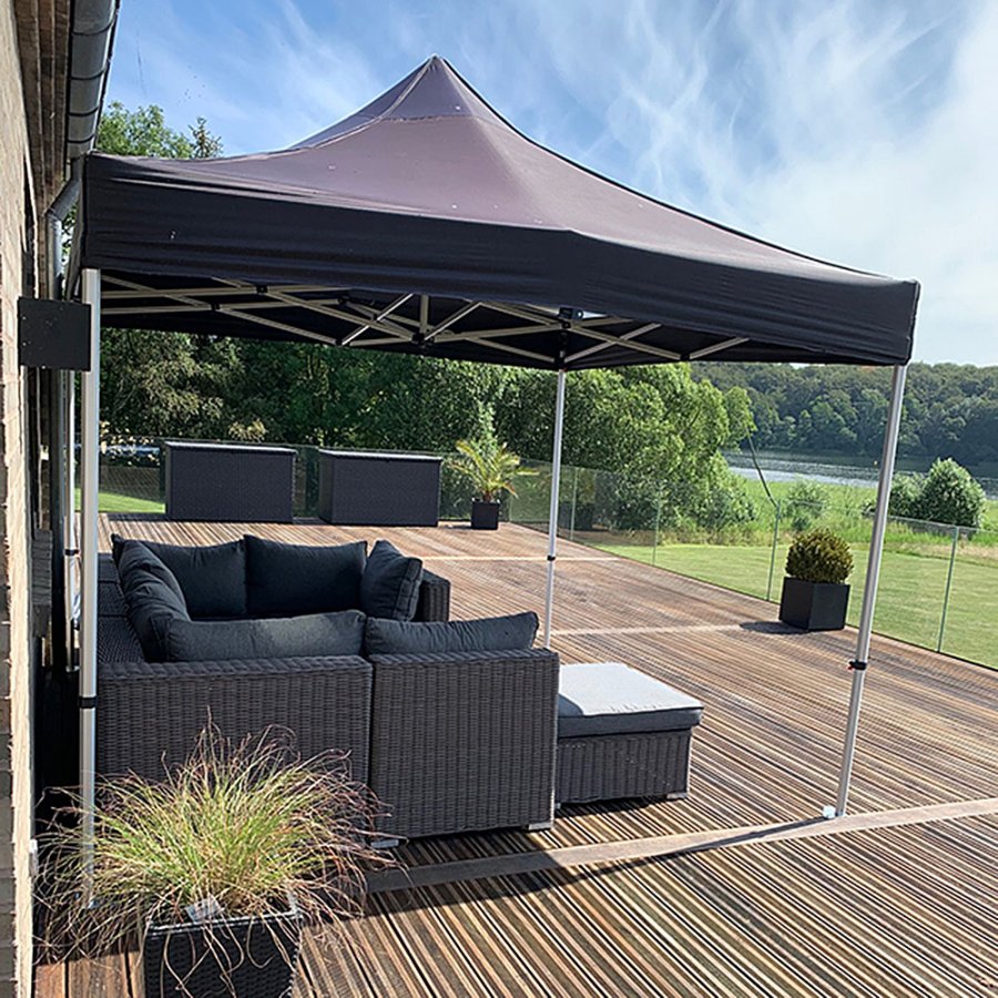 Pavillon/Veranstaltungszelt Lux aus wasserdichtem Polyester, silber/schwarz - 2x2 m