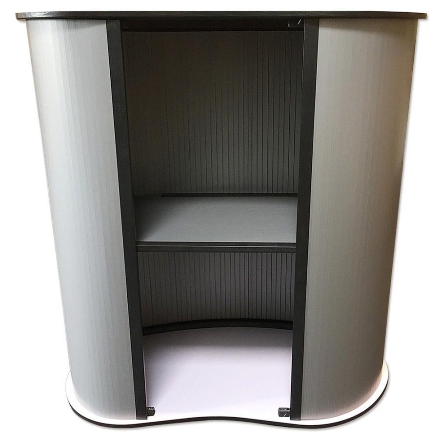 Ovale, geschwungene Messetisch/Theke