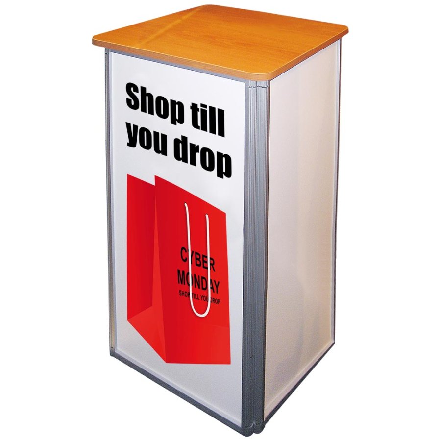 Quadratische Theke mit Holzplatte