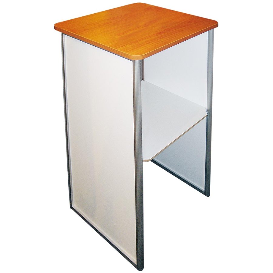 Quadratische Theke mit Holzplatte