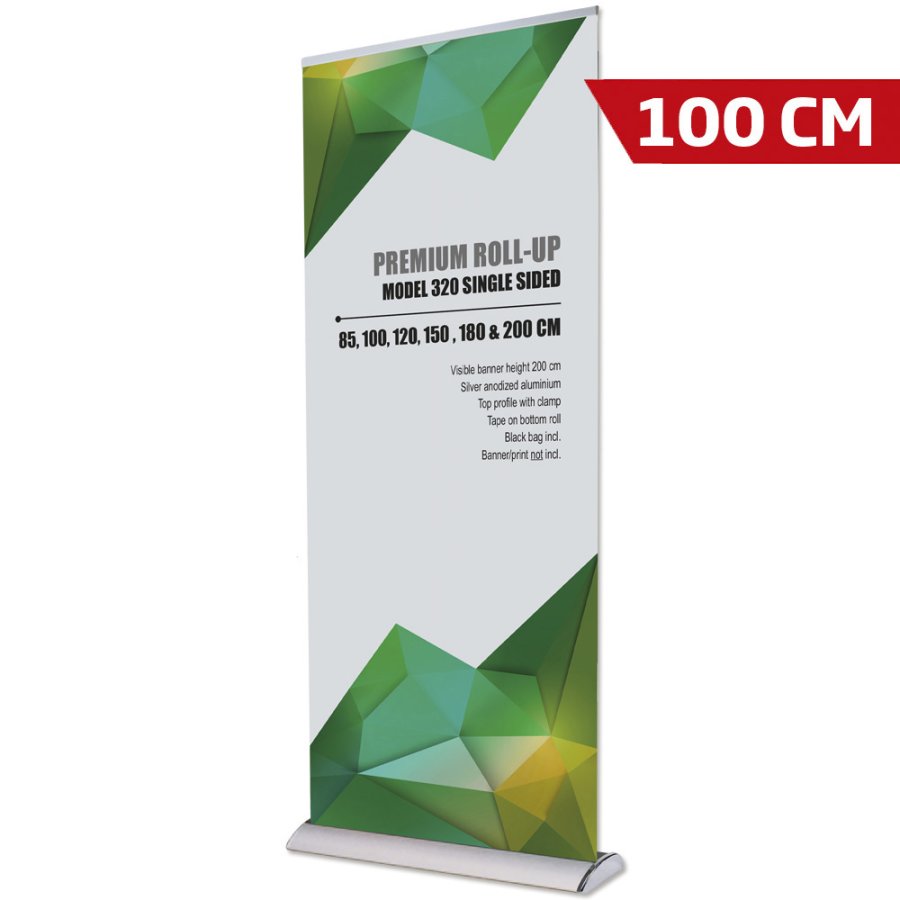 Premium Roll-up, einseitig, Kassette, silber, 100 x 160-220 cm