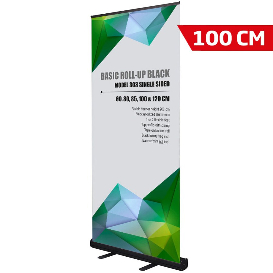 Basic Roll-up einseitig - 100x200 cm - schwarz