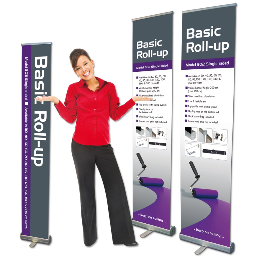 Basic Roll-up einseitig - 30x180 cm - Silber