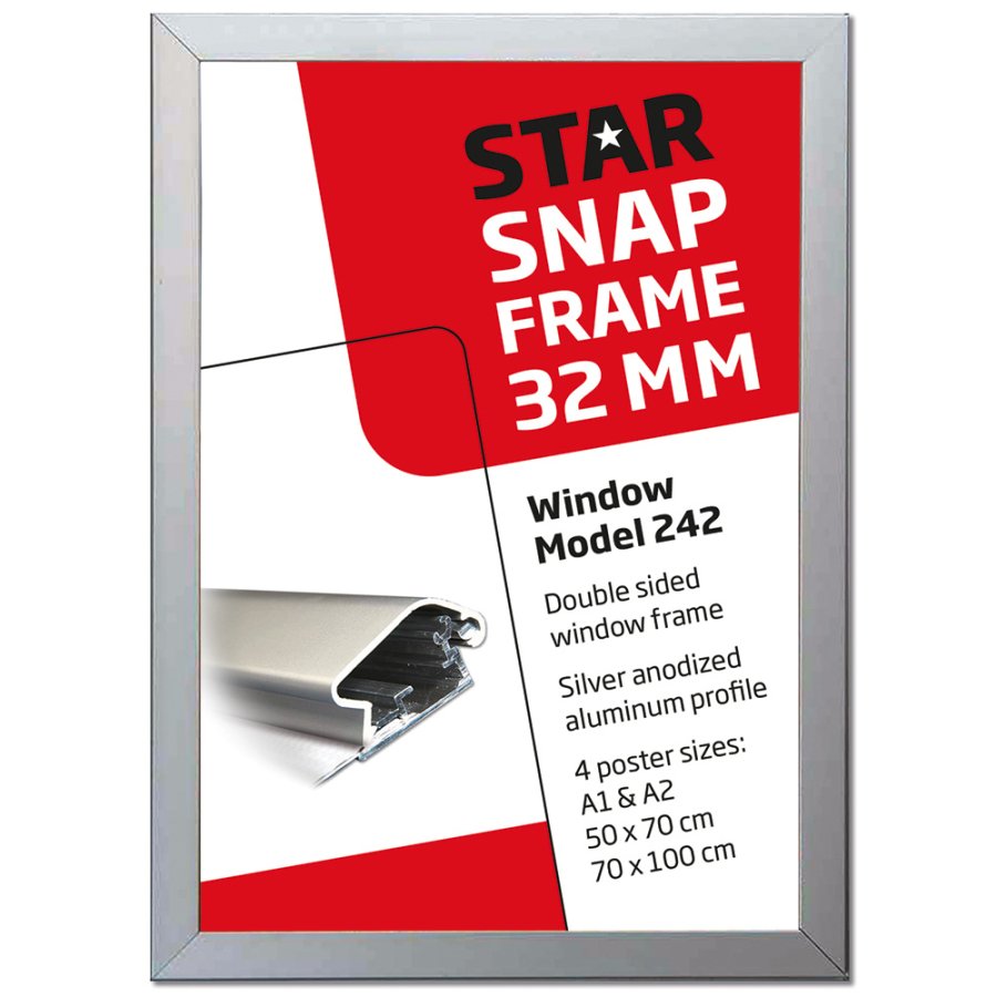 Fenster Alu Klapprahmen doppelseitig - 32mm - 70x100 cm - Silber