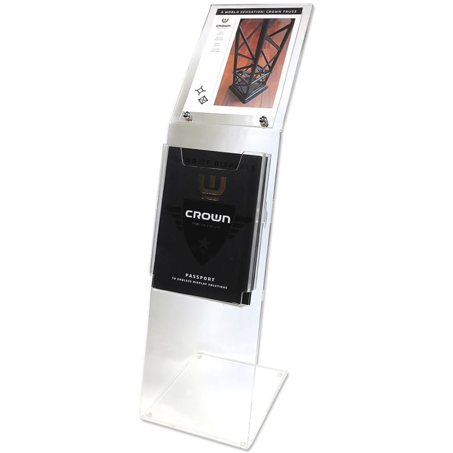 Acryl-Infost&auml;nder mit Prospekthalter vertikal - A4 - 21 x 29,7 cm