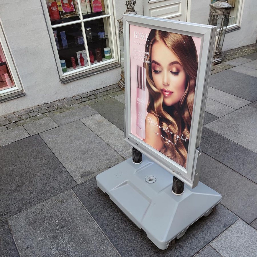 Kundenstopper Wind-Sign Waterbase silber, B2 - 50 x 70 cm