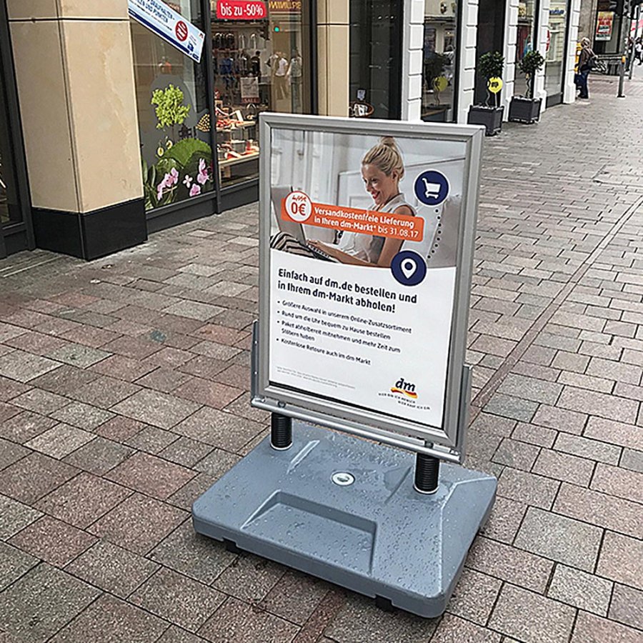 Kundenstopper Wind-Sign Waterbase silber, B2 - 50 x 70 cm