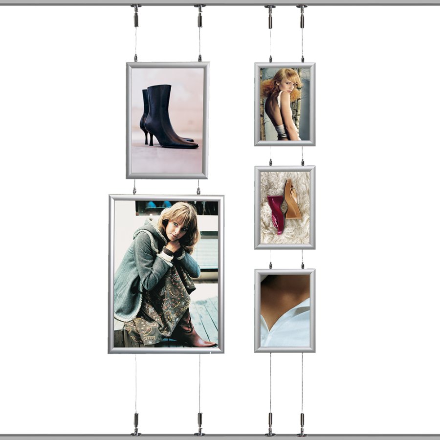 H&auml;ngender Alu-Klapprahmen doppelseitig - 25mm - 50x70 cm - Silber