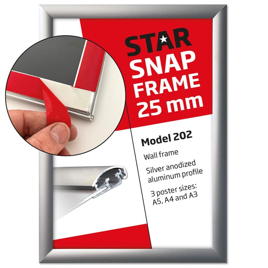 Klapprahmen Fast-Fix mit 25mm Aluminiumprofil, silber - A3
