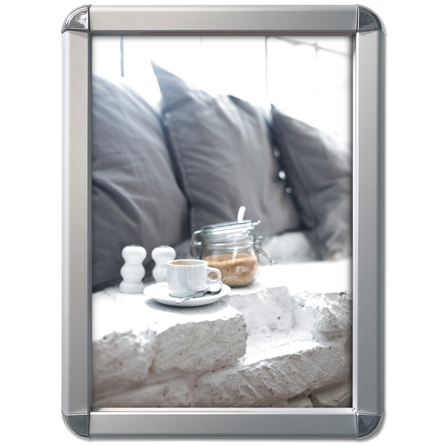 Klapprahmen mit 32mm Aluminium-Rondo-Profil, silber - 70 x 100 cm