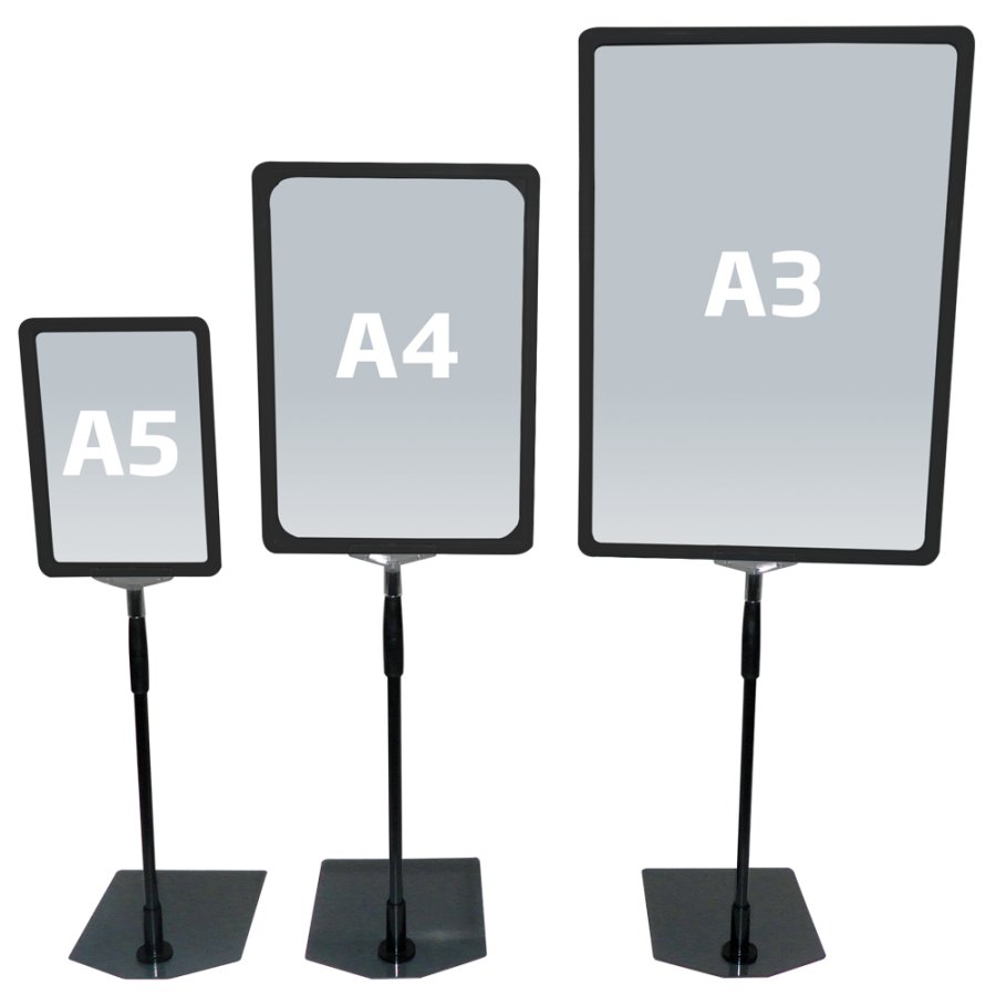 Flex Plastic Preisrahmen Infost&auml;nder mit Fu&szlig; - A3 - schwarz