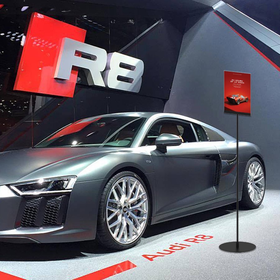 Infost&auml;nder, Design Stand, Acrylhalter, Schwarz, 132 cm gro&szlig;, Horizontal