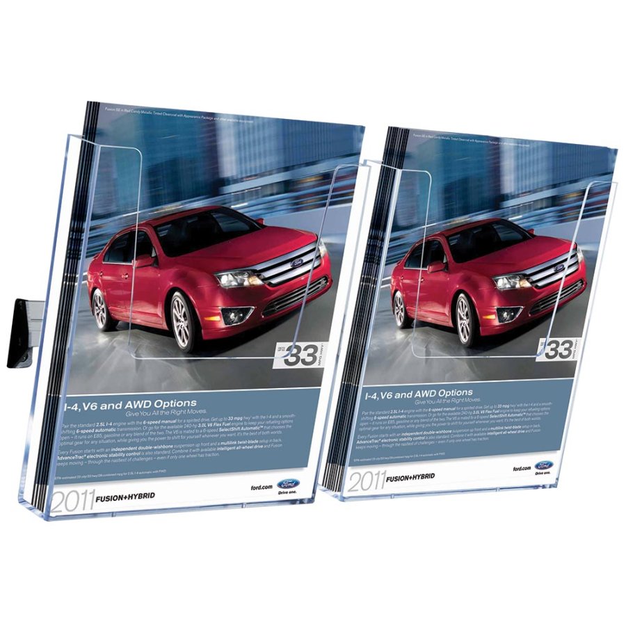 Prospekthalter f&uuml;r die Wand, Aluminiumschiene mit 2 Stk. A4-Acrylhalter