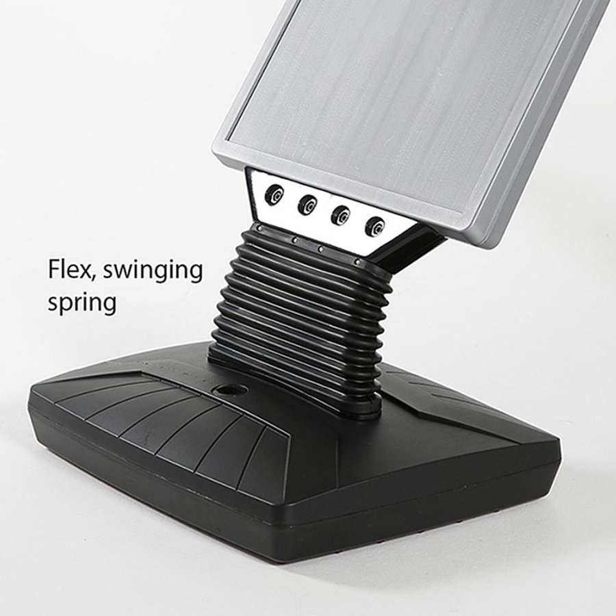 Kunststoffschild mit Fu&szlig; - schwarzer Wassertank - silberne Oberseite