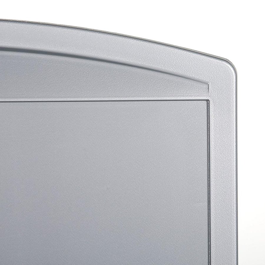 Kunststoffschild mit Fu&szlig; - schwarzer Wassertank - silberne Oberseite