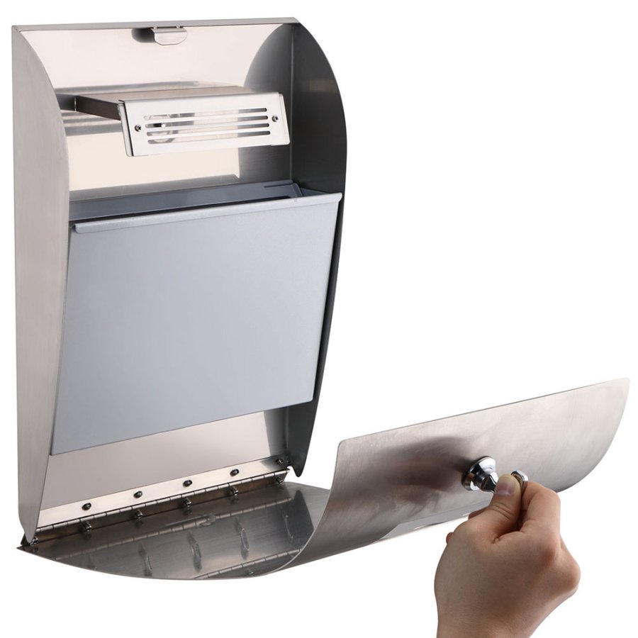 Konvexer Aschenbecher aus geb&uuml;rstetem Stahl