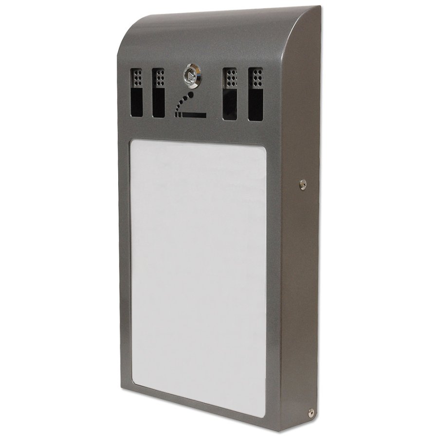 Aschenbecher gebogen mit A4-Informationsschild