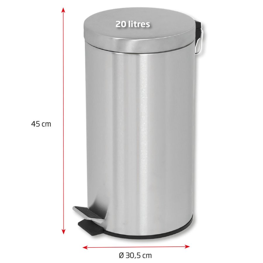 Pedal-M&uuml;lleimer, 20 l - Silber