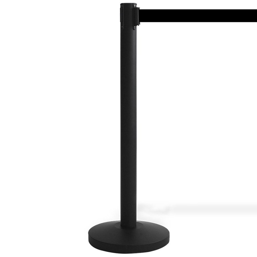 Schwarzer Absperrpfosten - 1 St&auml;nder mit 3 Metern schwarzem Klebeband