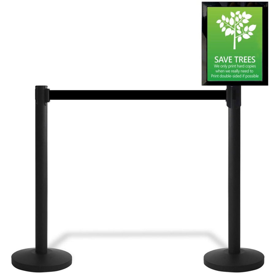 Schilderhalter f&uuml;r Crowd Barrier Belt-System, schwarzierung, A3