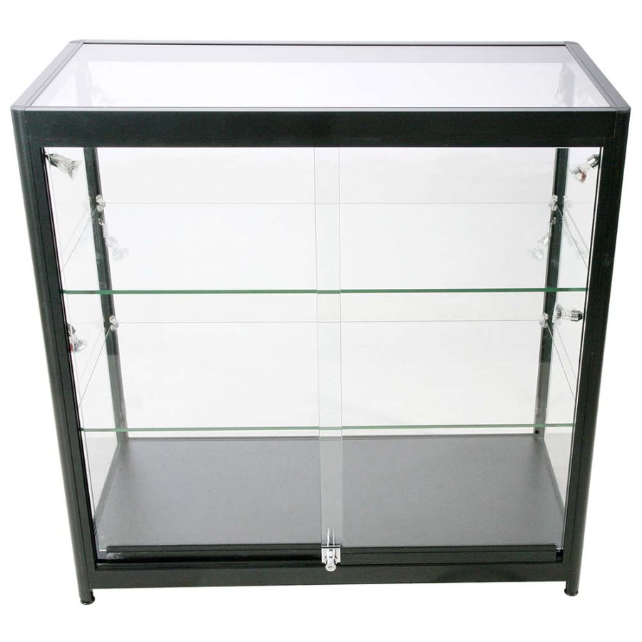 Vitrine - Showcase Counter Duo Glasvitrine mit LED-Licht und Schloss - Schwarz