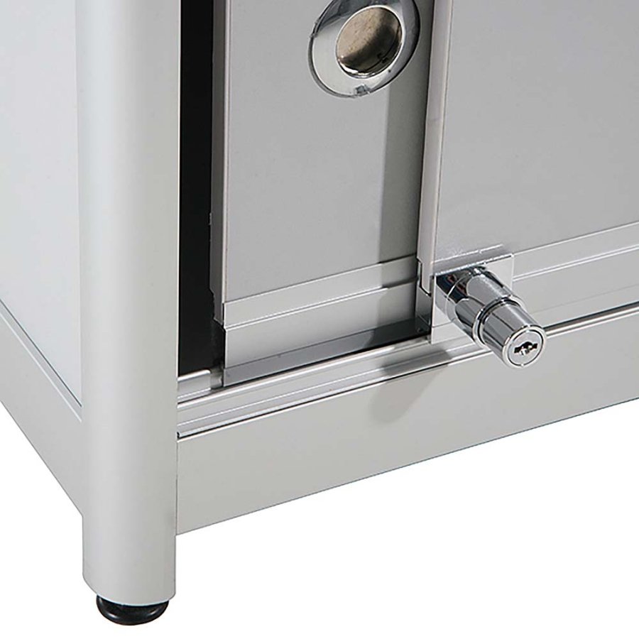 Vitrine - Showcase Counter Duo Glasvitrine mit Unterschrank, LED-Licht und Schloss - Silber