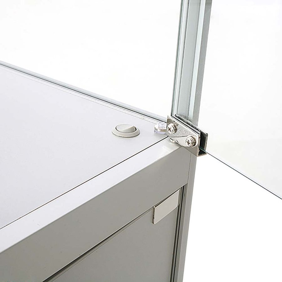 Vitrine - Showcase Counter Duo Glasvitrine mit Unterschrank, LED-Licht und Schloss - Silber