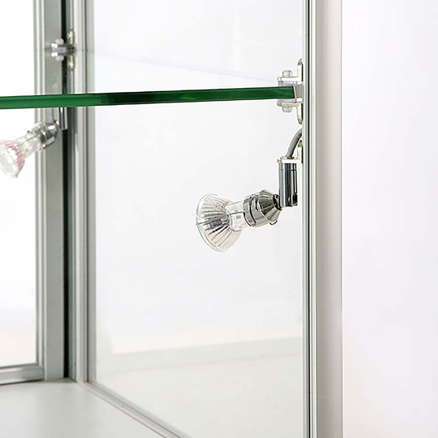 Vitrine - Showcase Counter Duo Glasvitrine mit Unterschrank, LED-Licht und Schloss - Silber