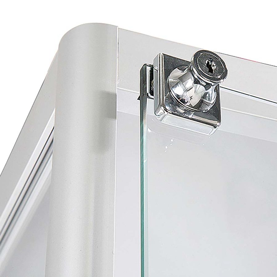 Vitrine - Showcase Tower Solo Glasvitrine mit LED-Licht und Schloss - Silber