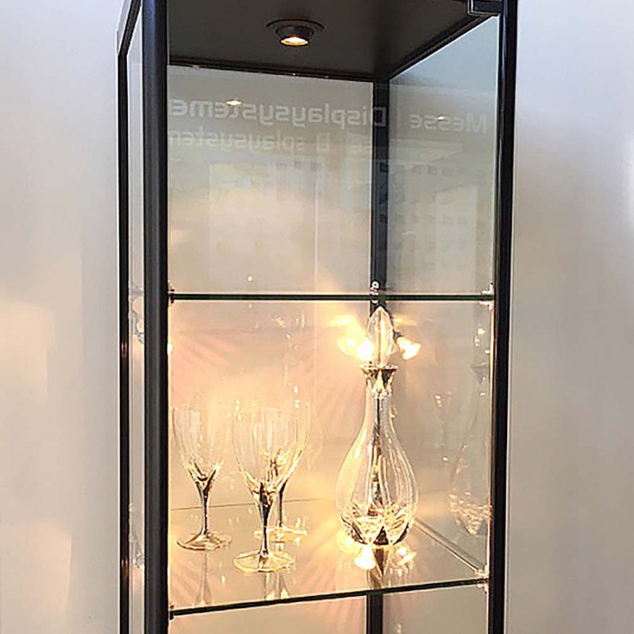 Vitrine - Showcase Tower Solo Glasvitrine mit LED-Licht und Schloss - Schwarz