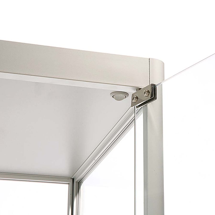 Vitrine - Showcase Tower Solo Glasvitrine mit Unterschrank, LED-Licht und Schloss - Silber