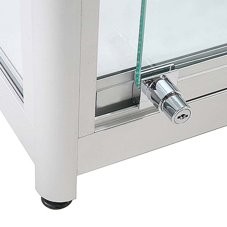 Vitrine - Showcase Tower Duo Glasvitrine mit LED-Licht und Schloss - Silber