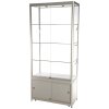 Vitrine - Showcase Tower Duo Glasvitrine mit Unterschrank, LED-Licht und Schloss - Silber #1