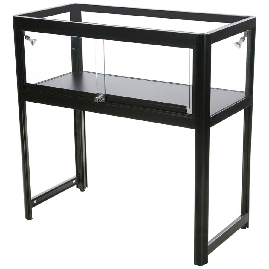 Vitrine - Showcase Desk Duo Glasvitrine mit LED-Licht und Schloss - Schwarz