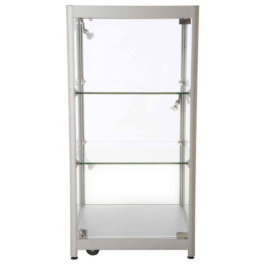 Vitrine - Showcase Counter Solo Glasvitrine mit LED-Licht und Schloss - Silber