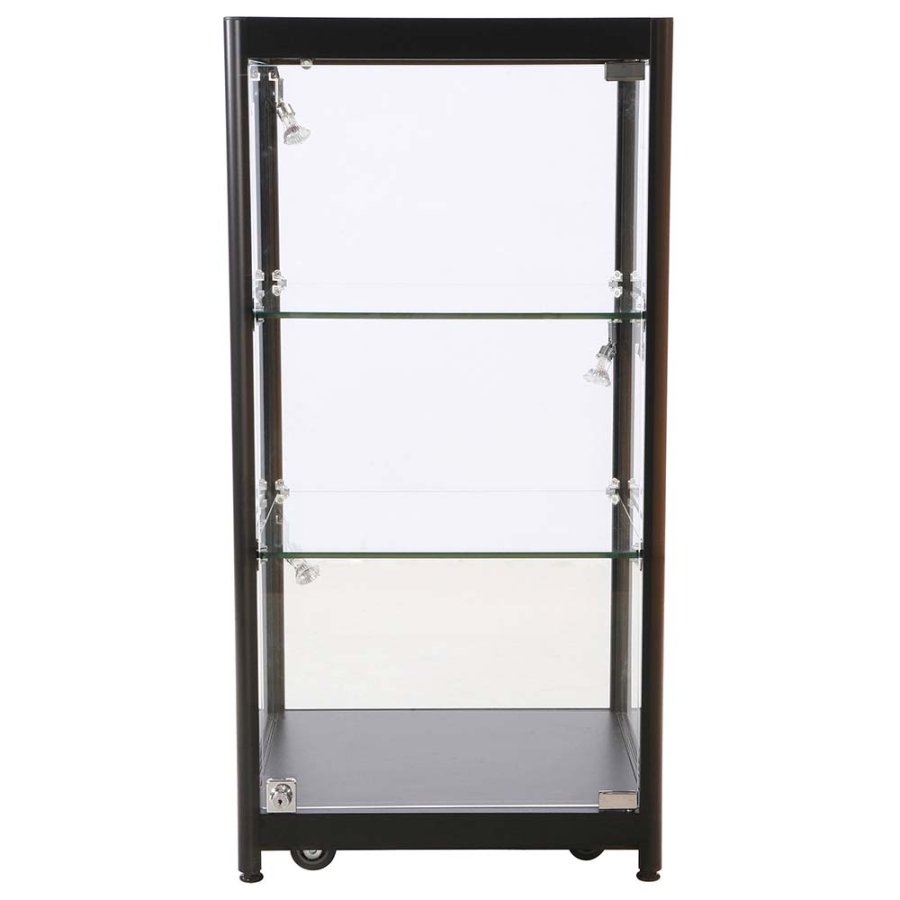 Vitrine - Showcase Counter Solo Glasvitrine mit LED-Licht und Schloss - Schwarz