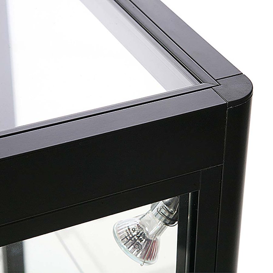 Vitrine - Showcase Counter Solo Glasvitrine mit Unterschrank, LED-Licht und Schloss - Schwarz