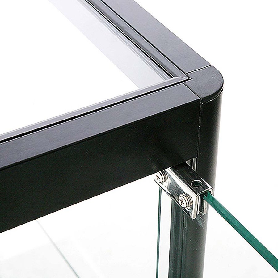 Vitrine - Showcase Counter Solo Glasvitrine mit Unterschrank, LED-Licht und Schloss - Schwarz