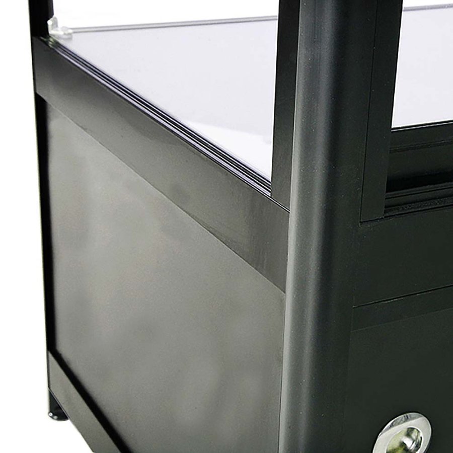 Vitrine - Showcase Counter Solo Glasvitrine mit Unterschrank, LED-Licht und Schloss - Schwarz