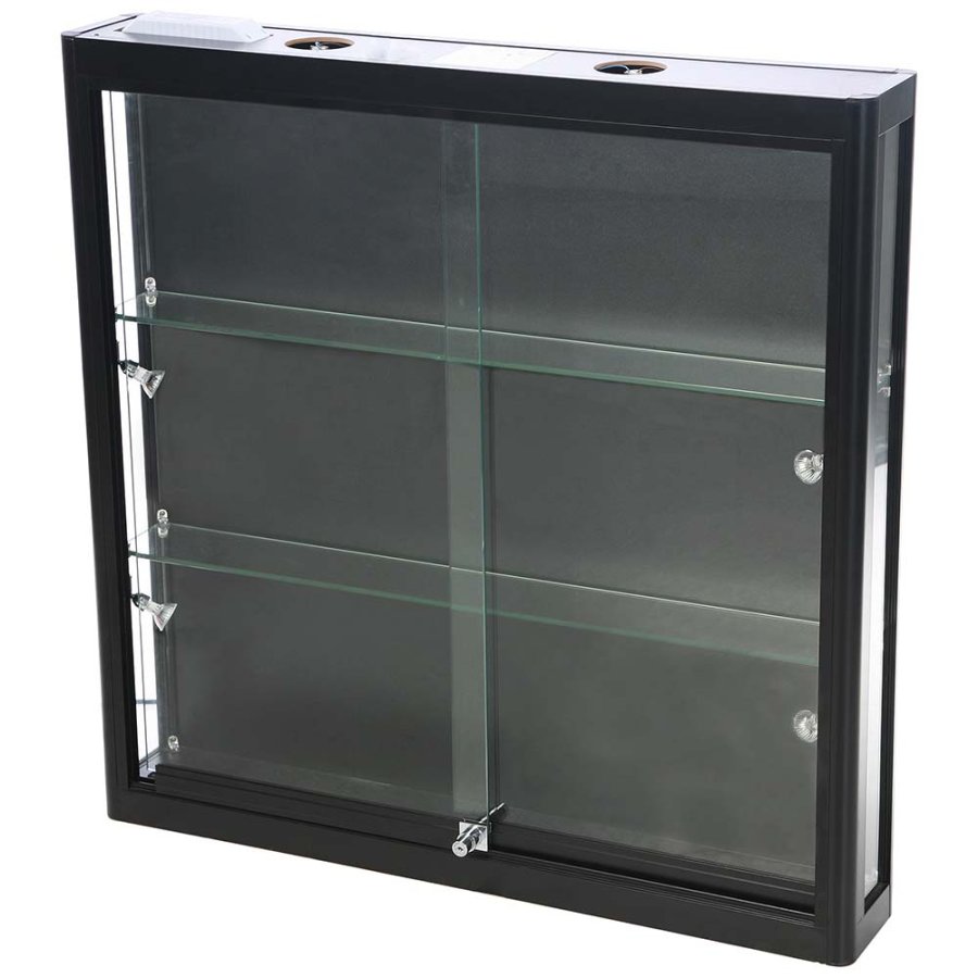 Vitrine - Showcase Wall Duo Glasvitrine mit LED-Licht und Schloss - Schwarz